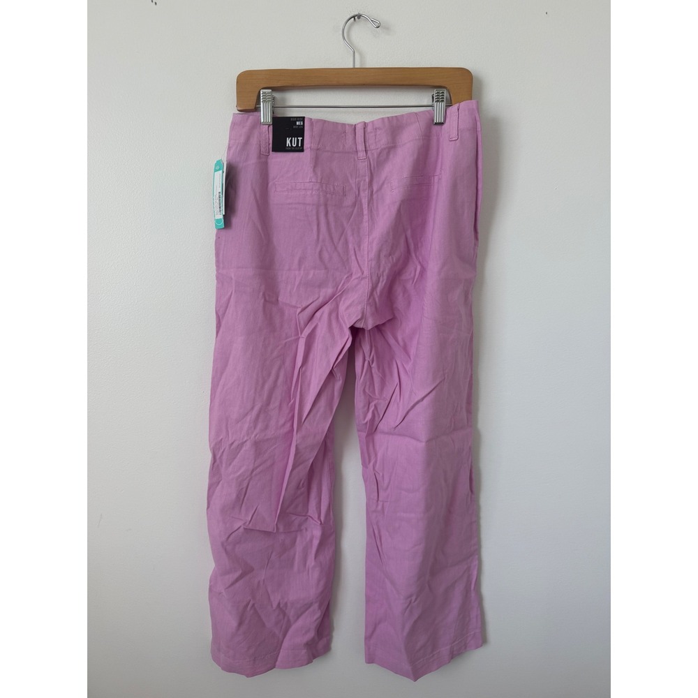 KUT from the Kloth Meg Linen Wide Leg Trouser Light Pink/Purple Women's 6P - Picture 4 of 4